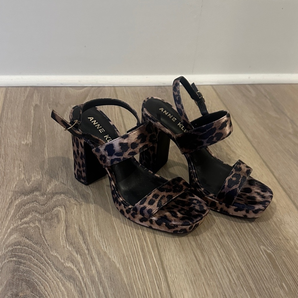 Anne Klein Black and Brown Leopard Heels